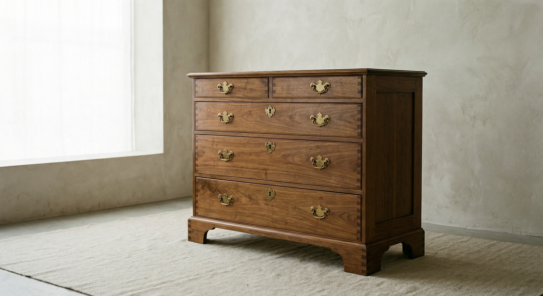 Classic chest of drawers with decorative hardware