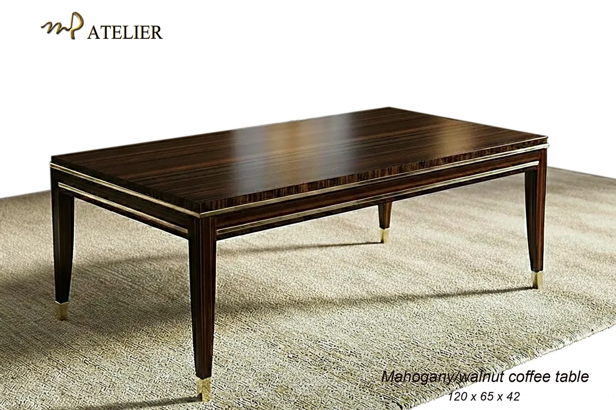 Coffee table with refined timber top and tapered legs — 2