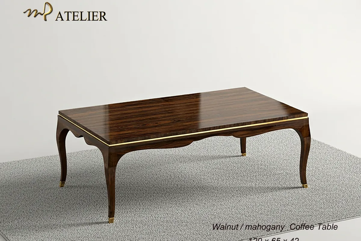 Dark-finished coffee table with metal detail — 2